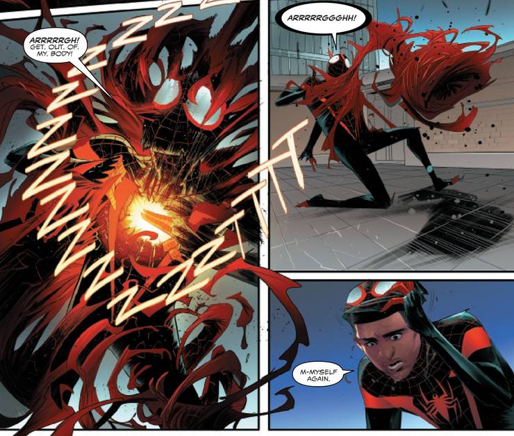 Absolute Carnage Miles Morales Defeats Symbiote With Venom Blast
