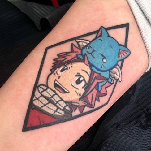 Fairy Tail tattoos in a cartoon style