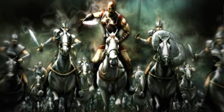 Kratos cabalga hacia la batalla