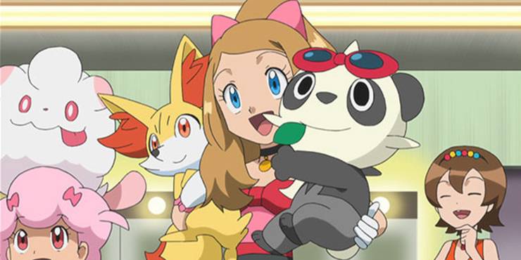 Serena tritt in einem Pokemon-Showcase im Anime auf