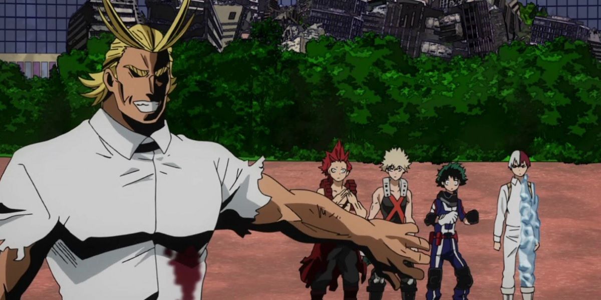 My Hero Academia All Might Protecting The Students