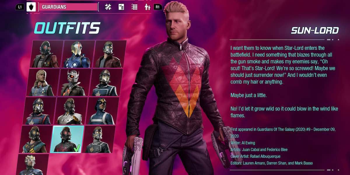 Galaxy Every StarLord Outfit 