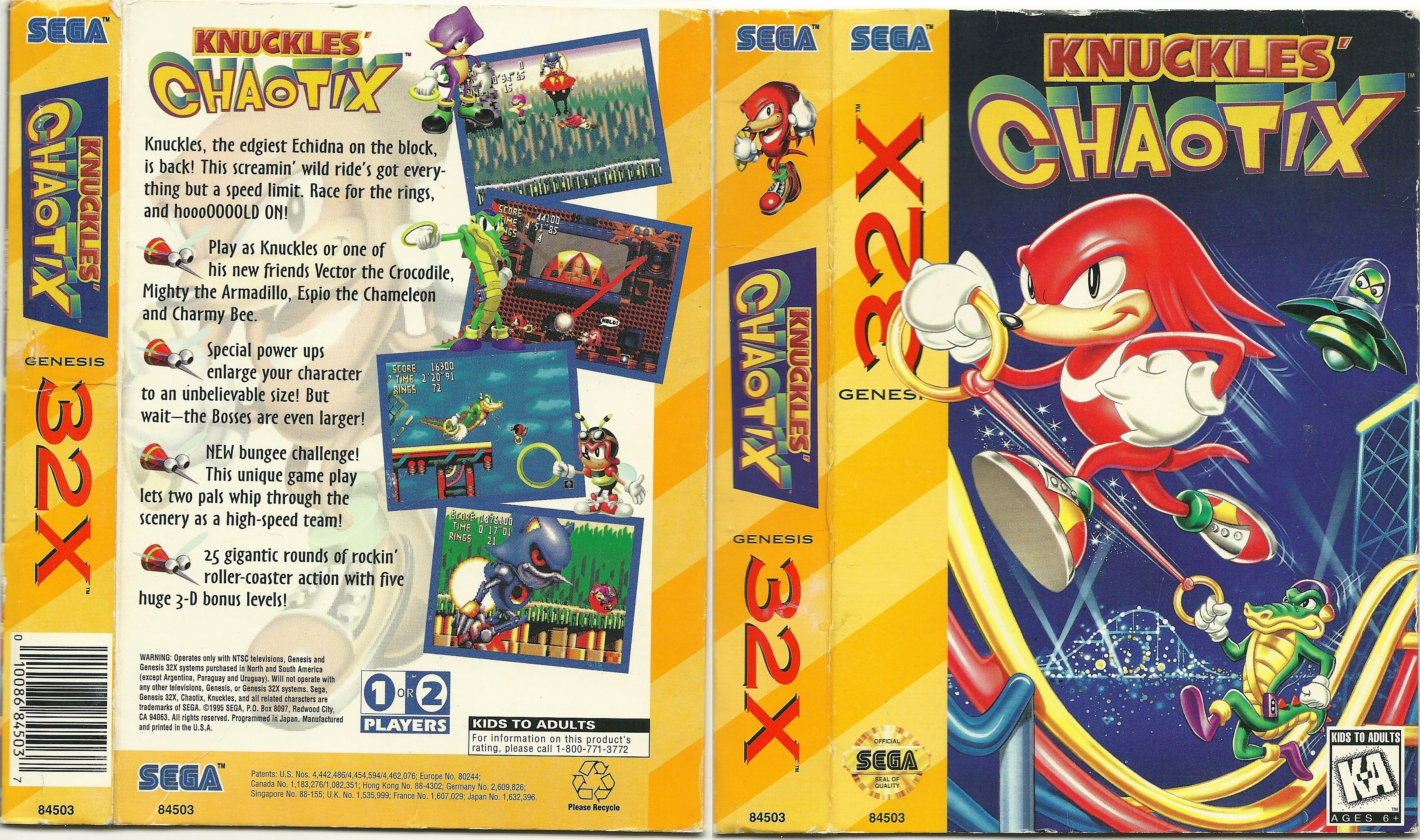 Knuckles' Chaotix (32X): a obscura aventura de Knuckles em um jogo