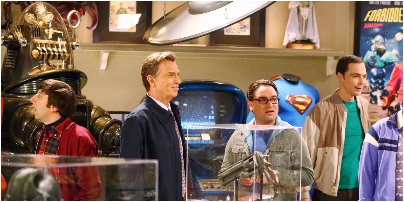Billy Bob Thorntons Character showing the gang his movie memorabilia collection from The Big Bang Theory