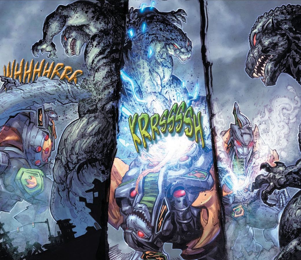 Godzilla vs. The Mighty Morphin Power Rangers 1 Godzilla faces off Green Rangers Dragonzord